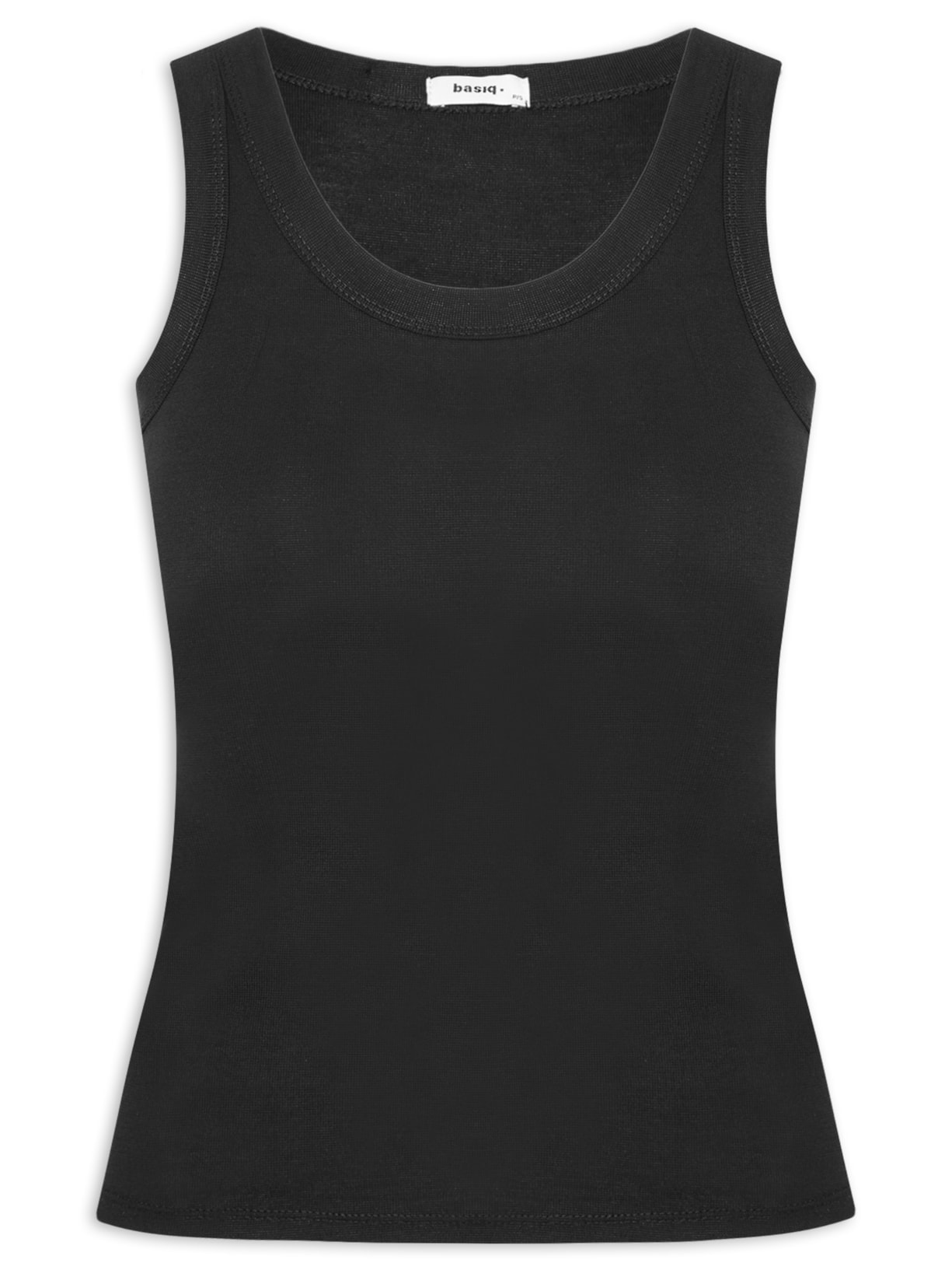 Blusa Feminina Sem Manga Canelada Cavada - Preto