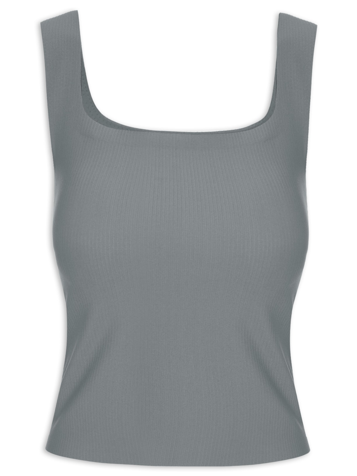 Blusa Feminina Sem Manga Com Decote Reto - Cinza