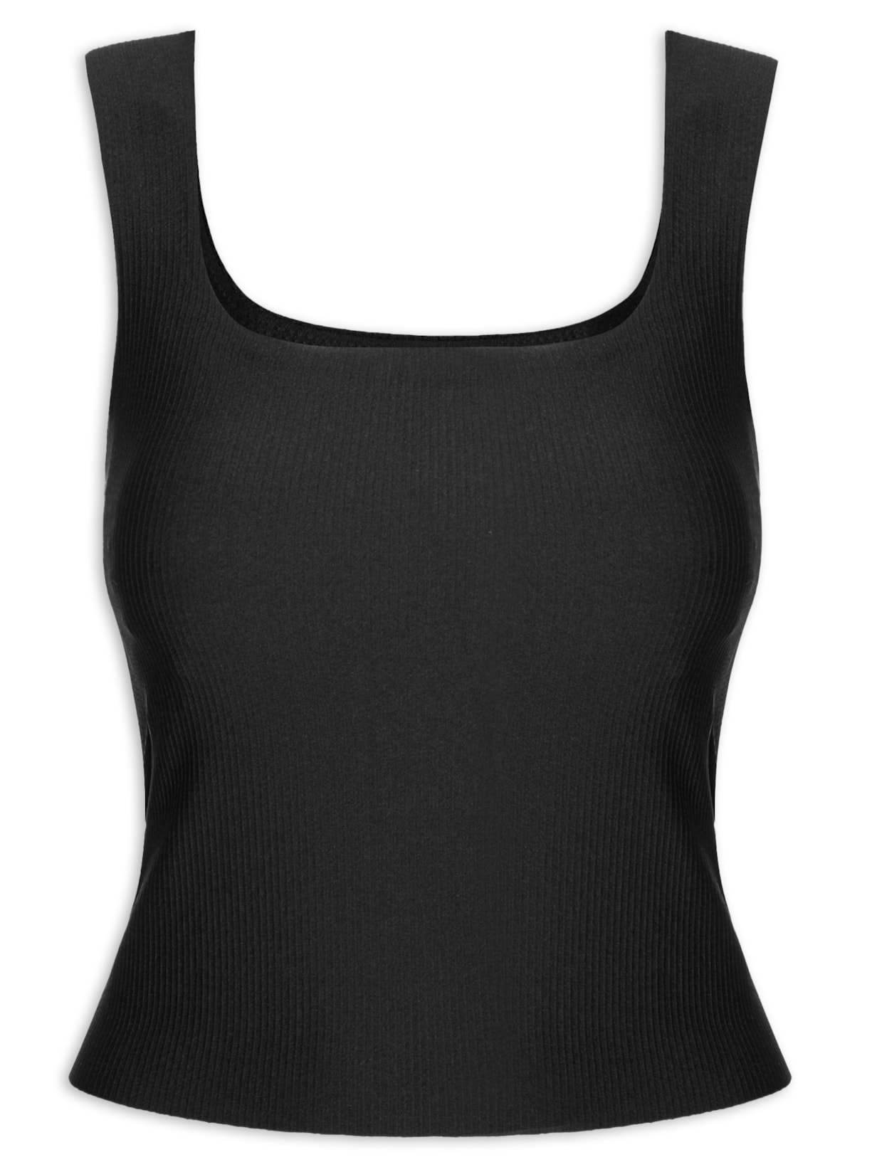 Blusa Feminina Sem Manga Com Decote Reto - Preto