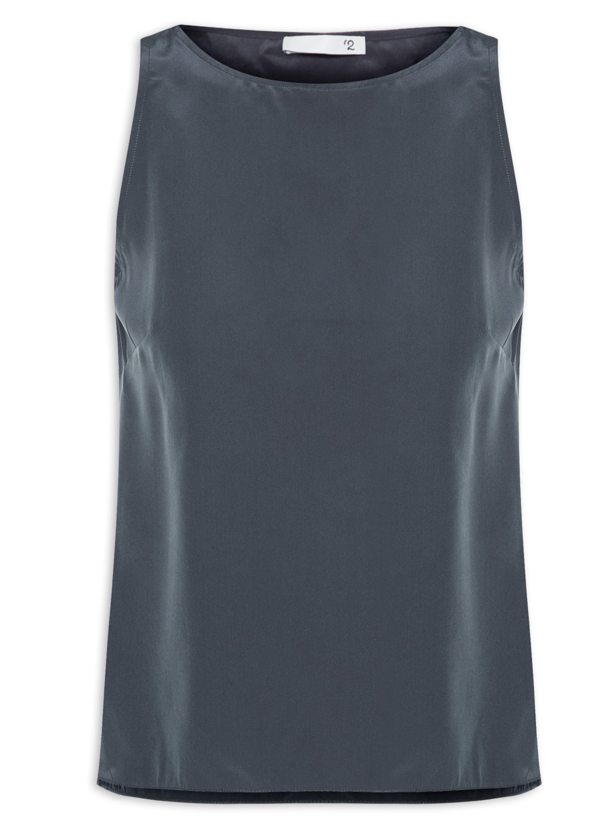 Blusa Feminina Sem Manga Com Decote U - Cinza