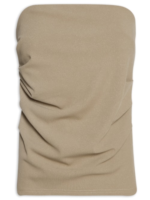Blusa Feminina Sem Manga Com Drapeado Lateral - Bege