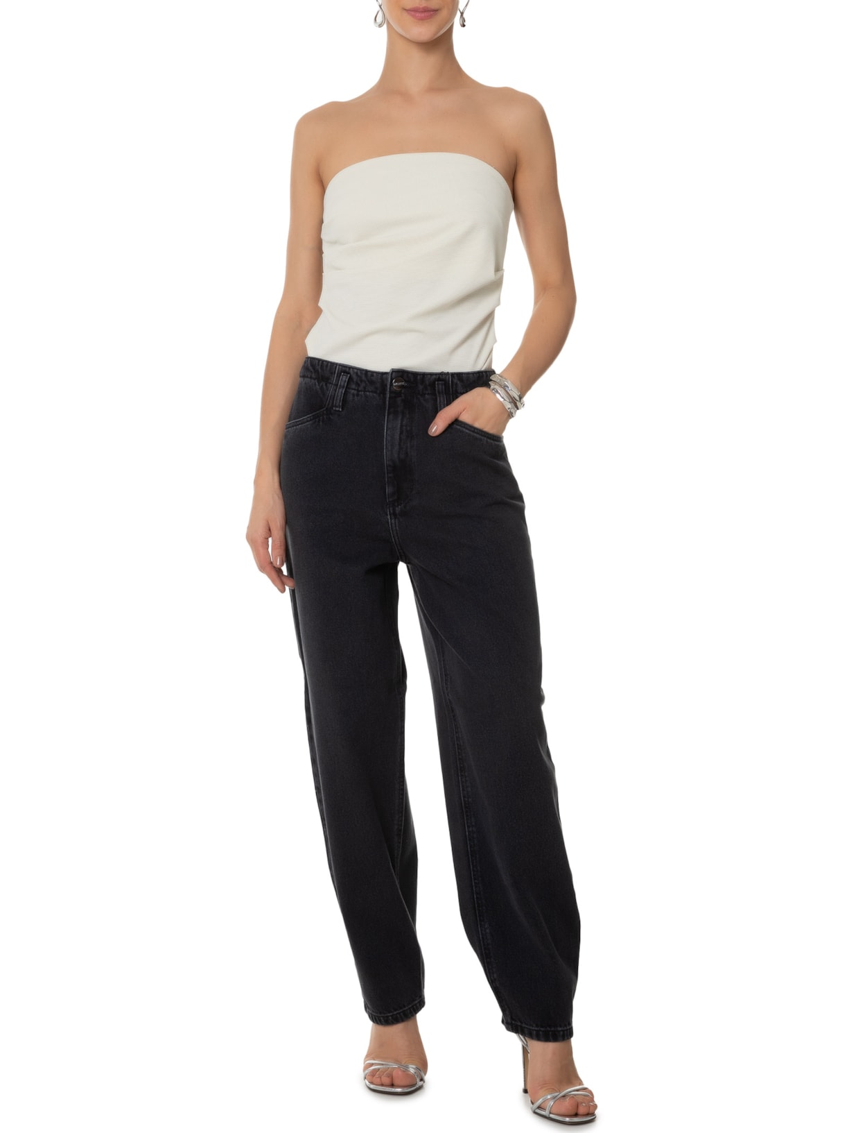 Blusa Feminina Sem Manga Com Drapeado Lateral Off White Market 33