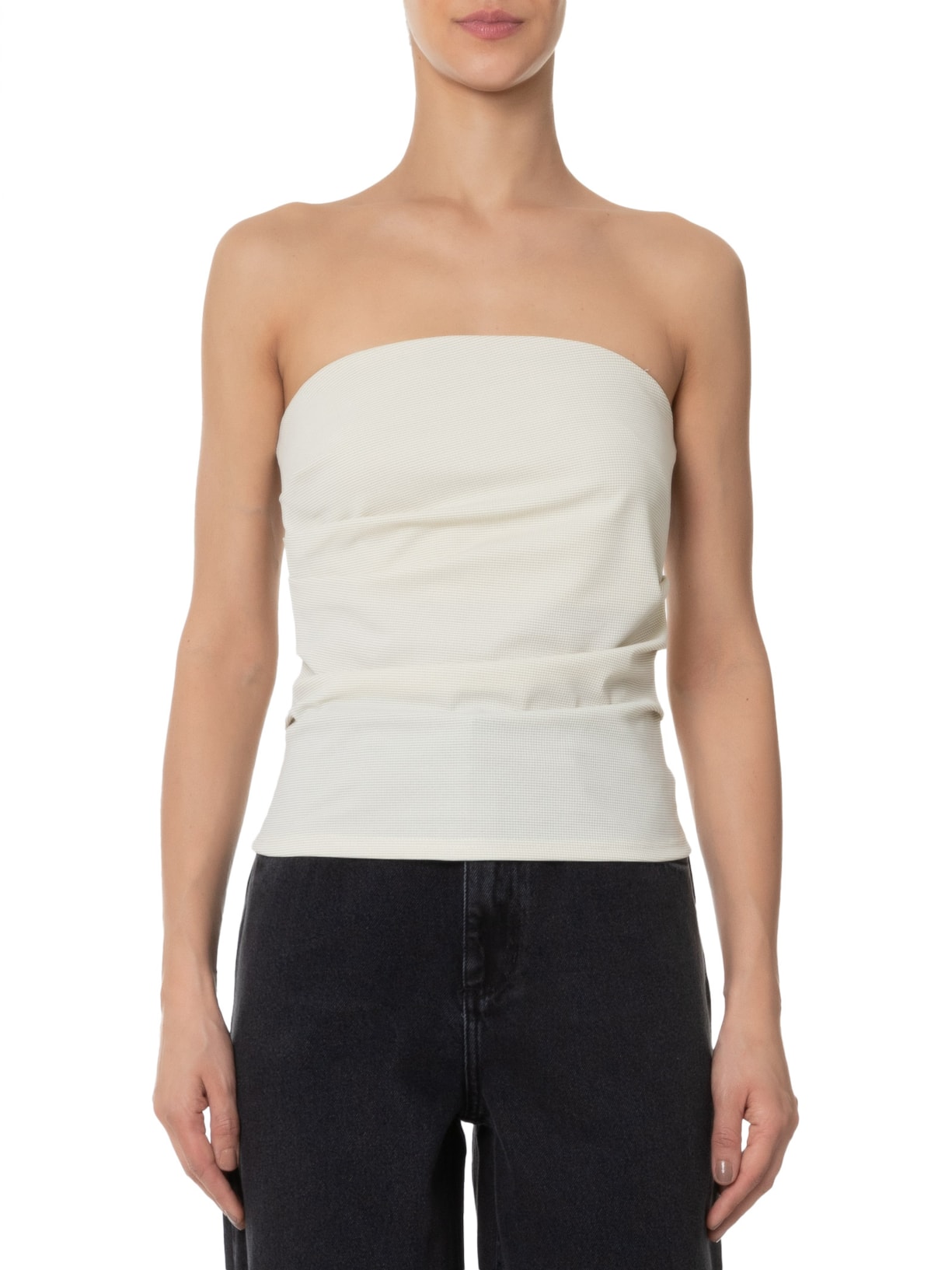 Blusa Feminina Sem Manga Com Drapeado Lateral Off White Market 33