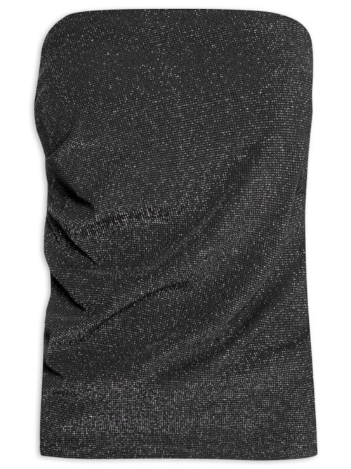 Blusa Feminina Sem Manga Com Drapeado Lateral - Preto