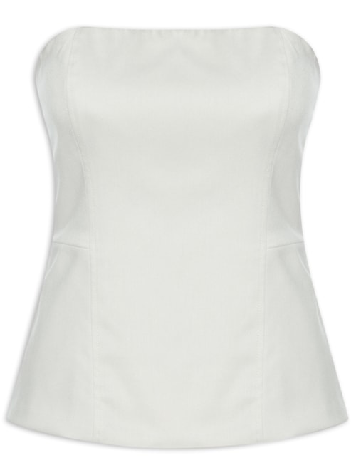 Blusa Feminina Sem Manga Com Recortes - Bege