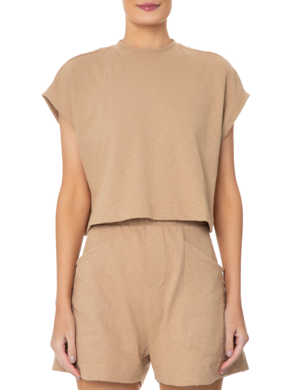 Blusa Feminina Sem Manga Comfort Rusty Bege Osklen