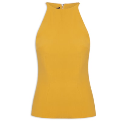 Blusa Feminina Sem Manga Decote Halter - Amarelo 