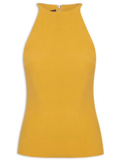 Blusa Feminina Sem Manga Decote Halter - Amarelo