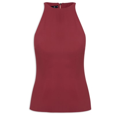 Blusa Feminina Sem Manga Decote Halter - Vermelho