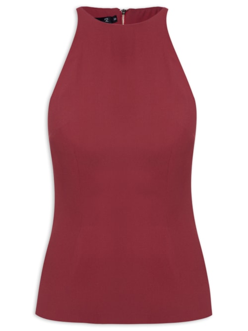 Blusa Feminina Sem Manga Decote Halter - Vermelho