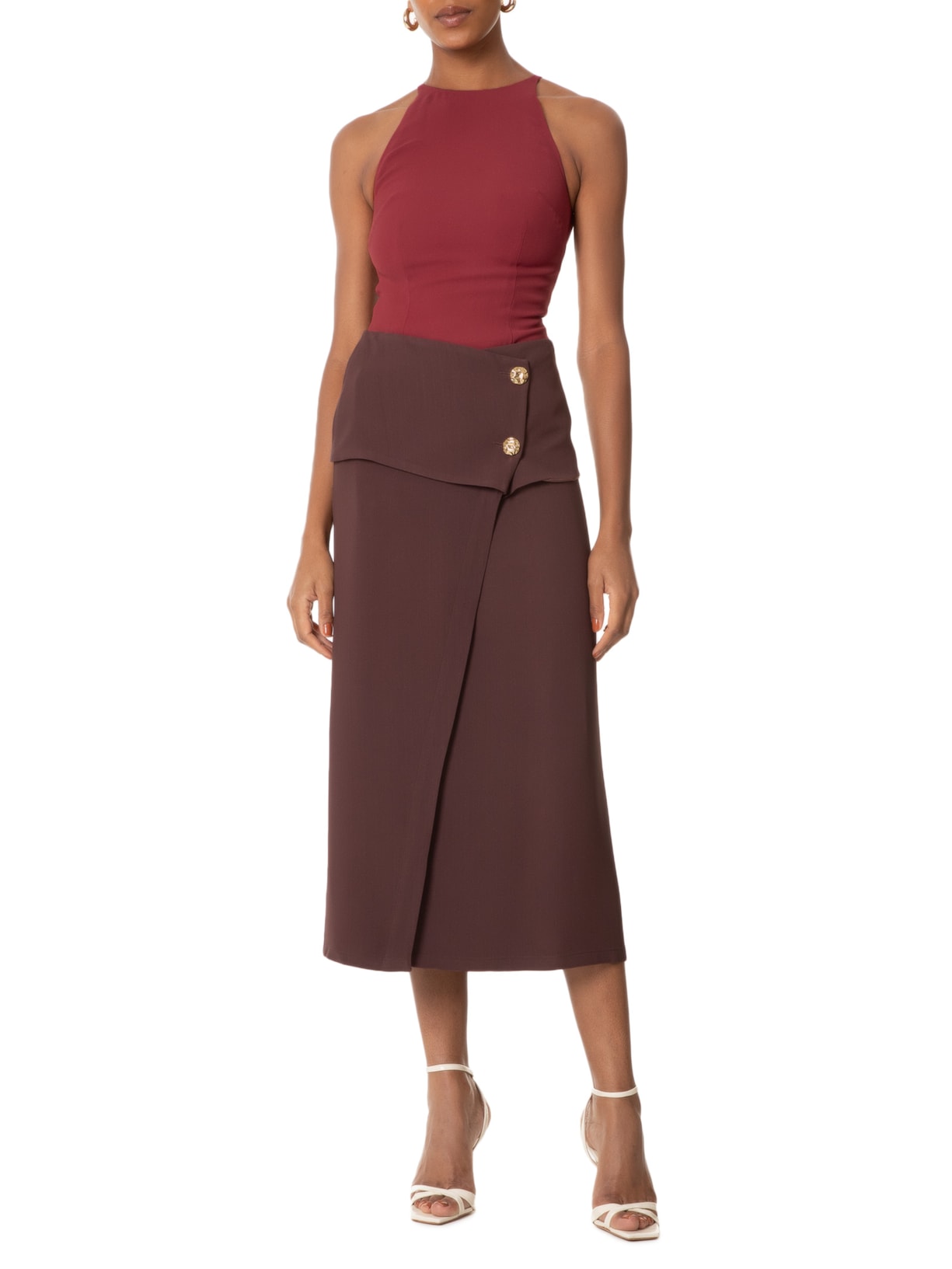 Blusa Feminina Sem Manga Decote Halter Vermelho '2Essential