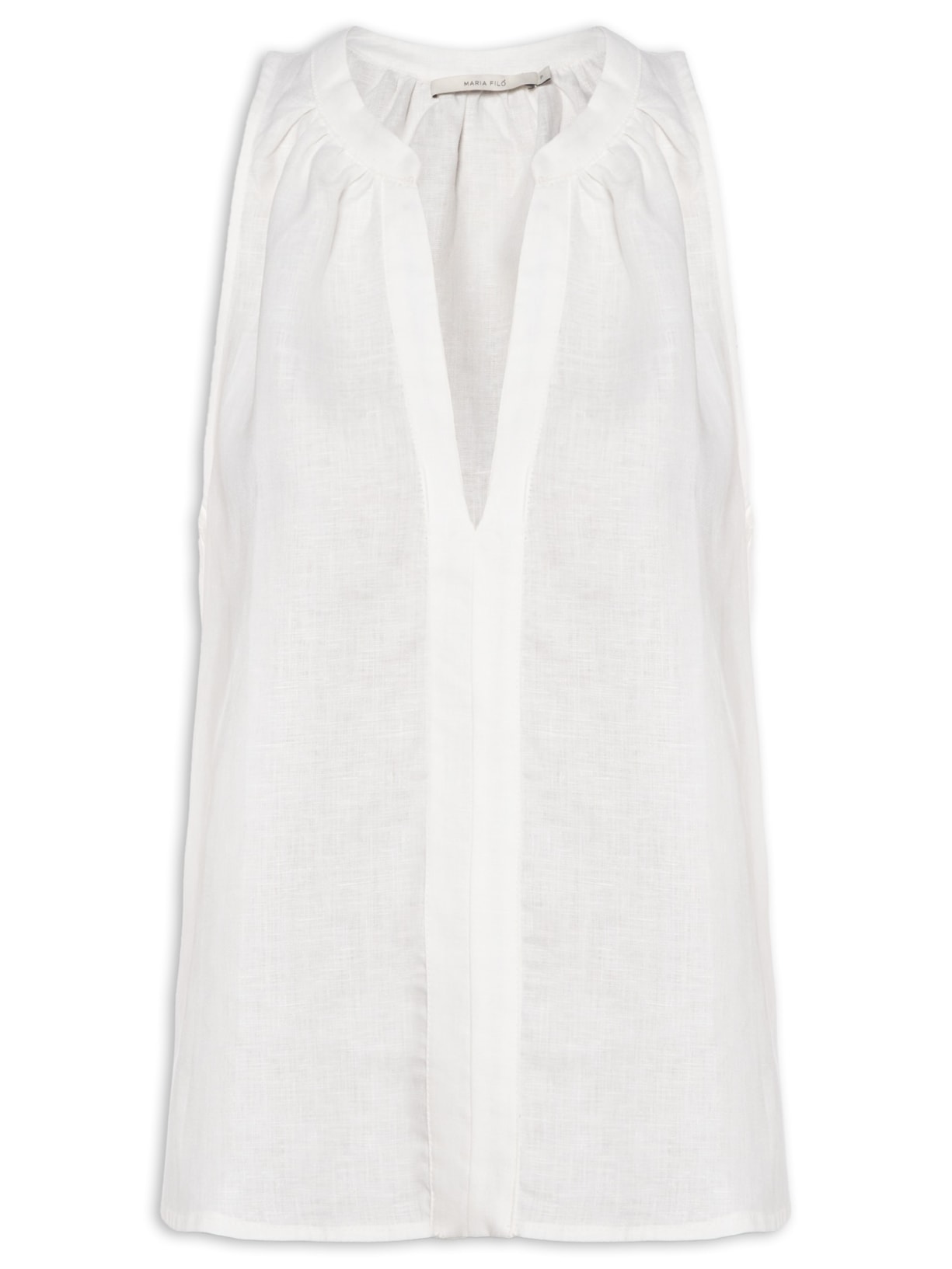 Blusa Feminina Sem Manga Decote V Branco Maria Filó