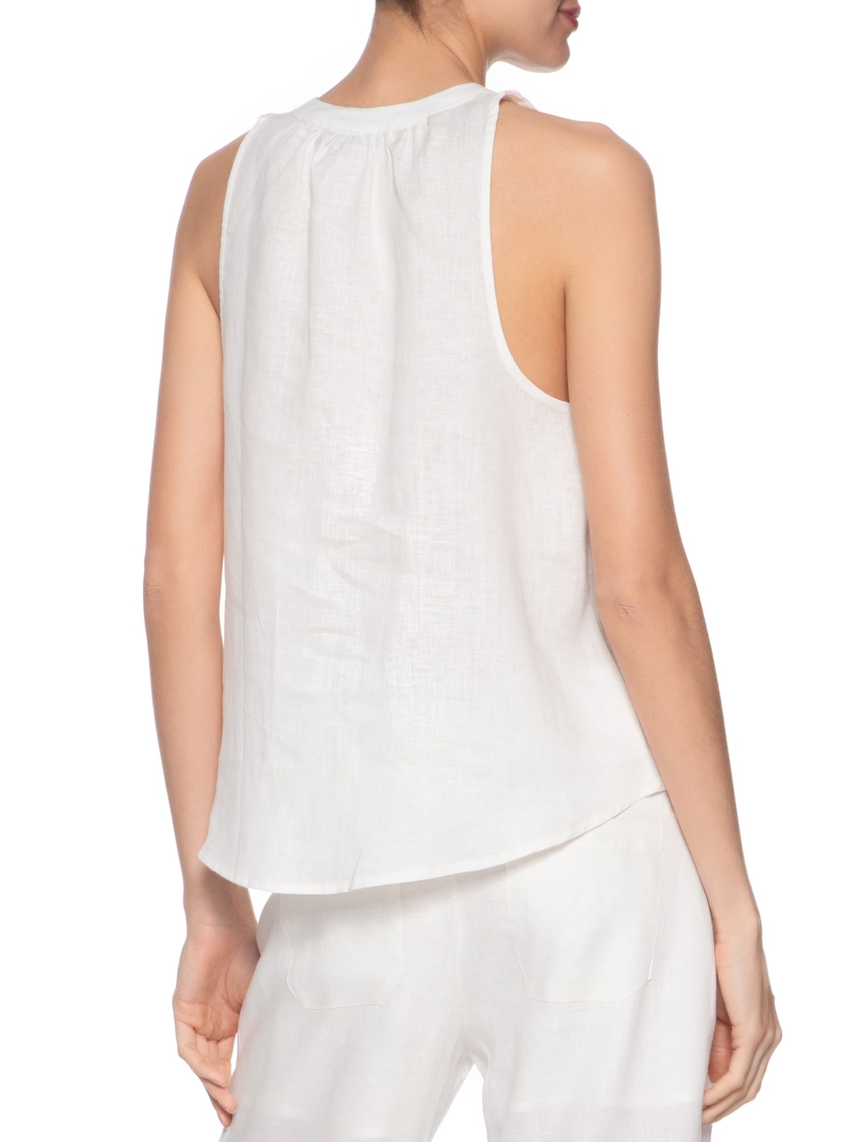 Blusa Feminina Sem Manga Decote V Branco Maria Filó