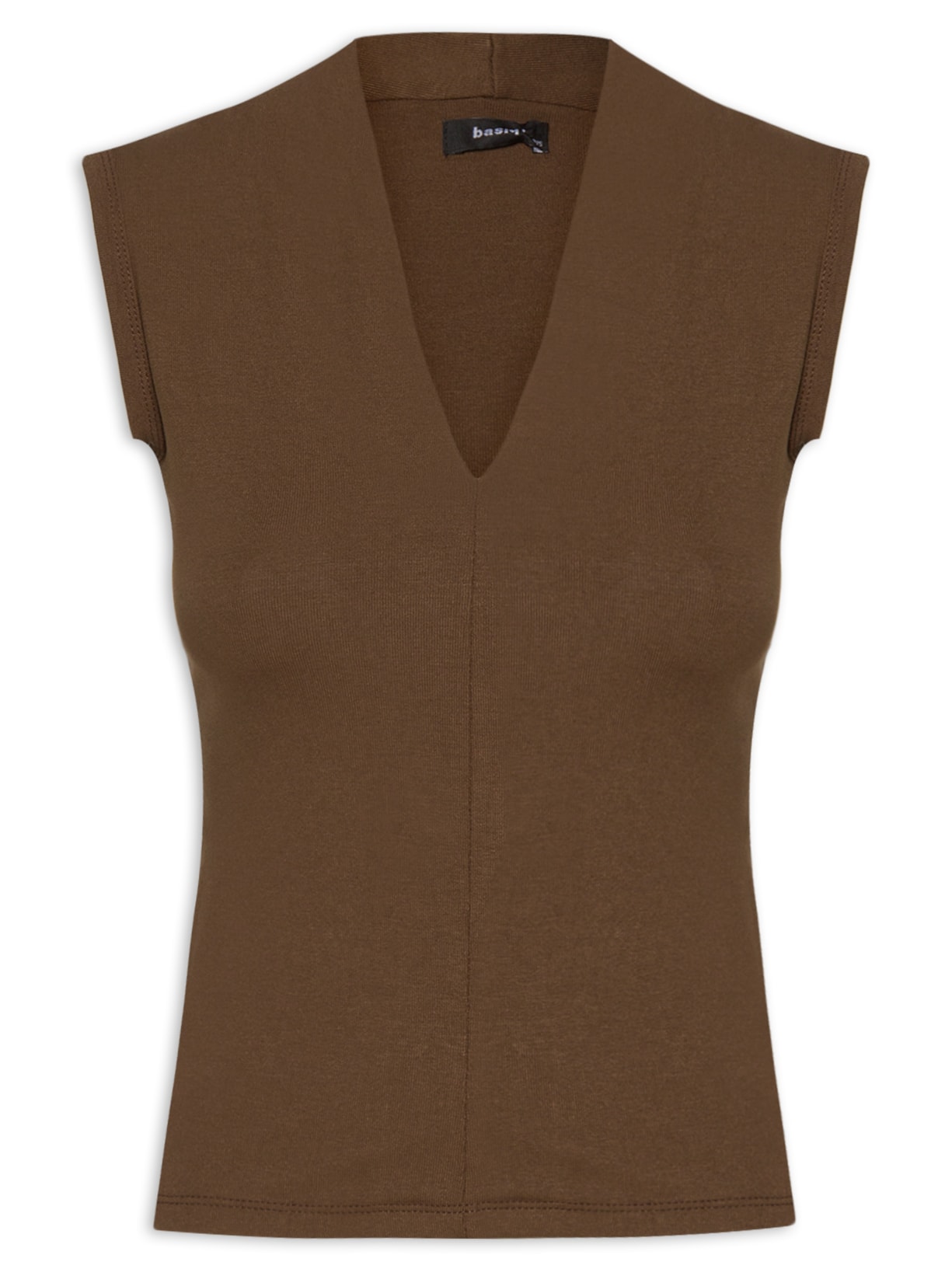 Blusa Feminina Sem Manga Decote V - Marrom