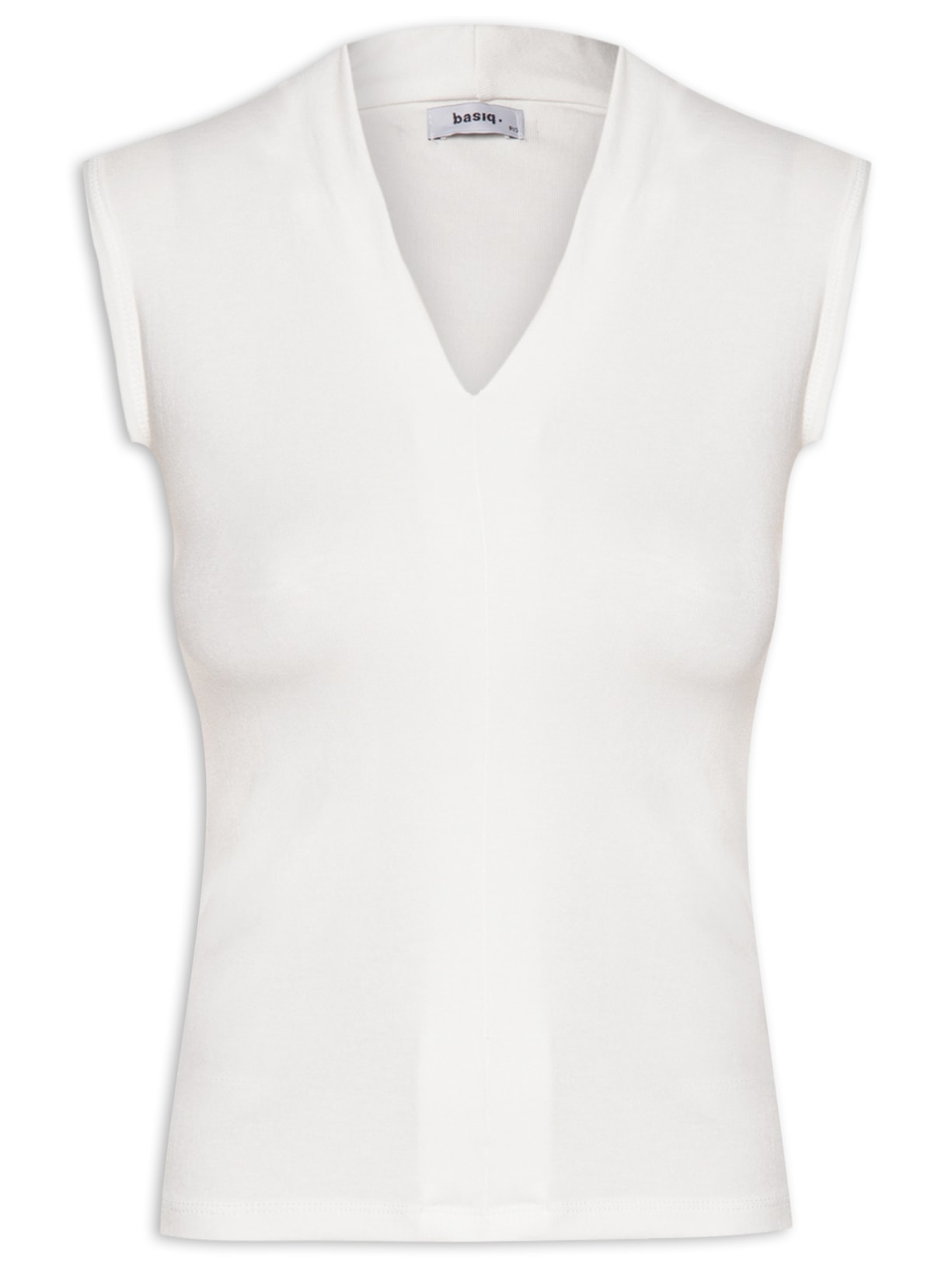 Blusa Feminina Sem Manga Decote V - Off White