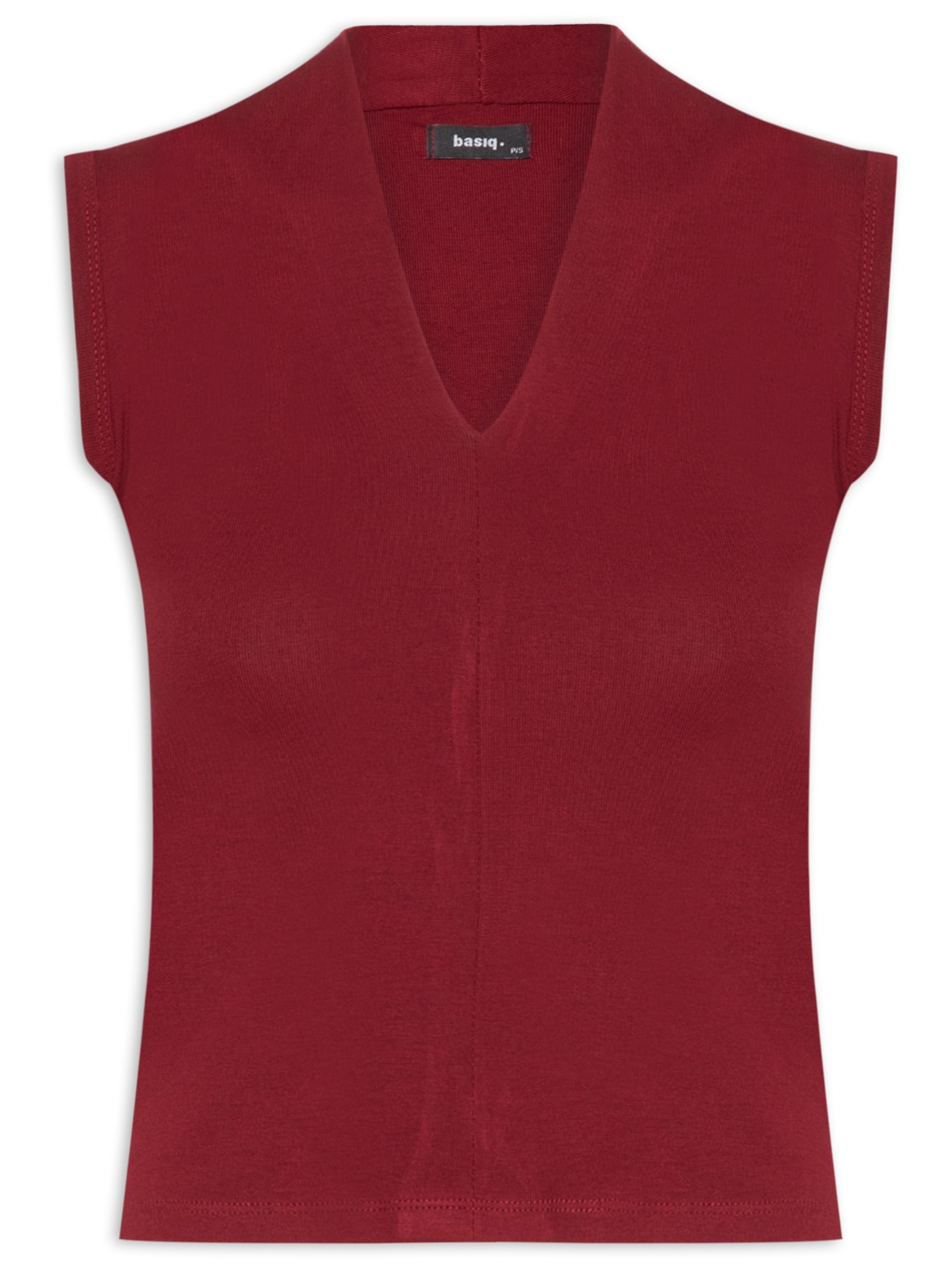 Blusa Feminina Sem Manga Decote V - Vinho