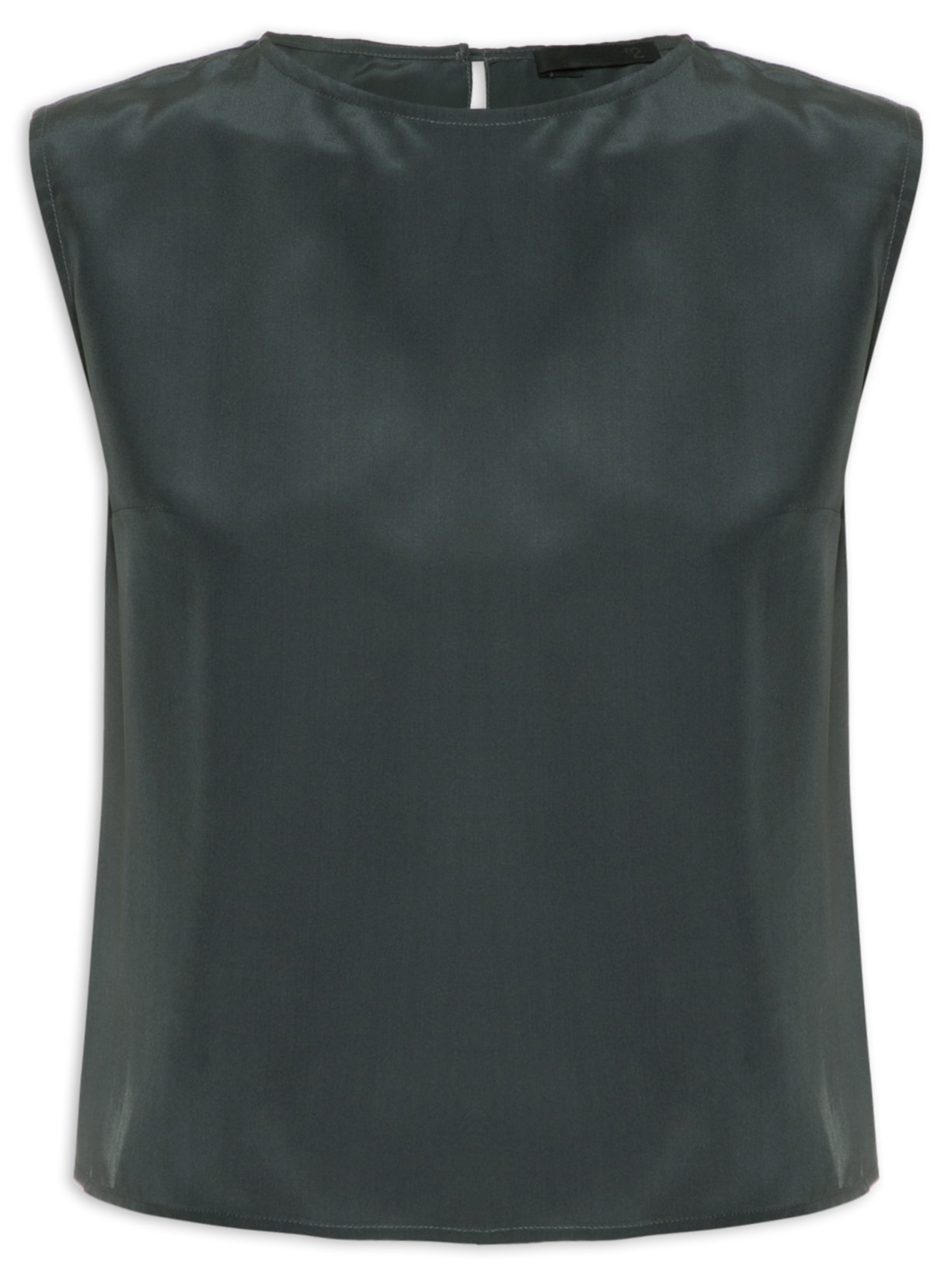 Blusa Feminina Sem Manga Em Seda Pura - Cinza