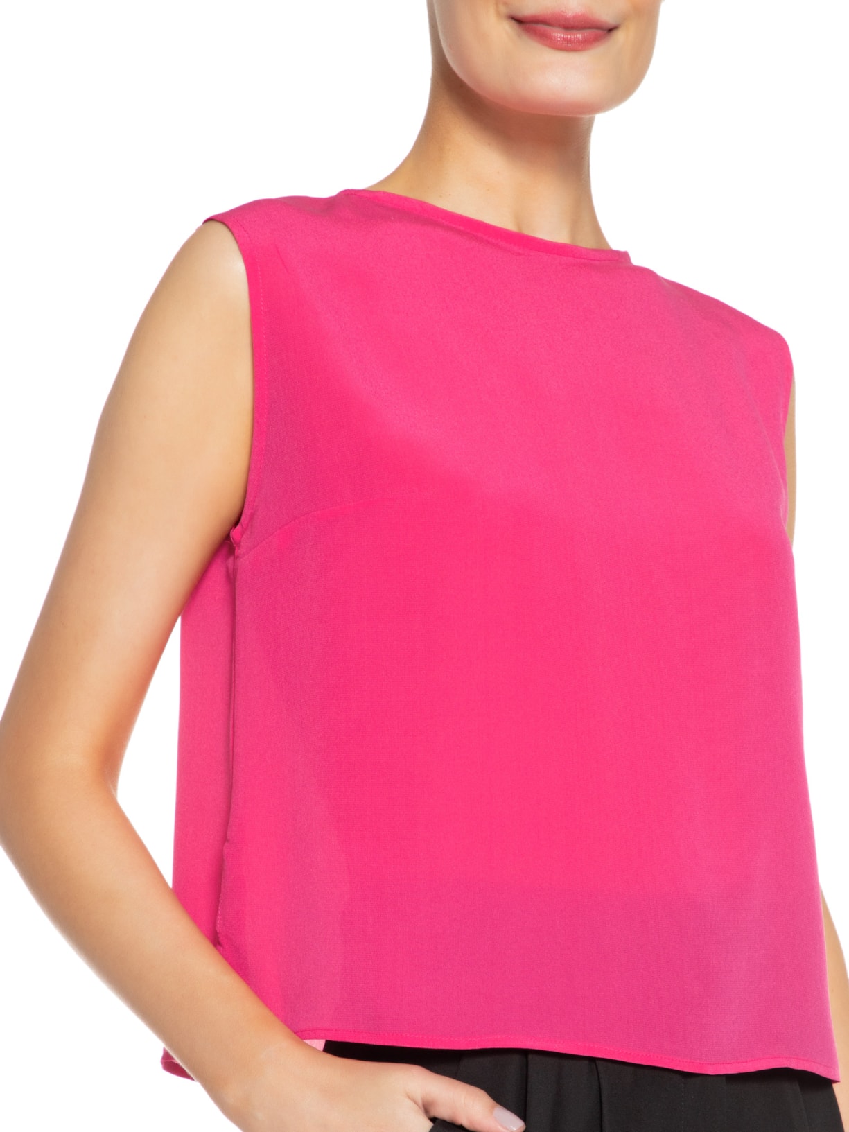 Blusa Feminina Sem Manga Em Seda Pura Rosa '2Essential