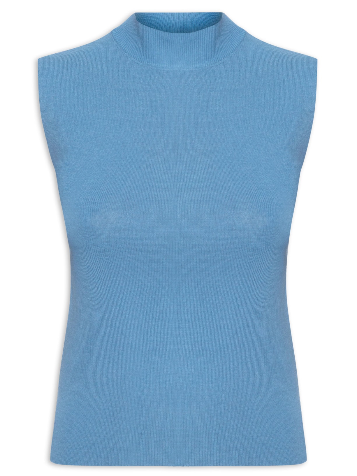 Blusa Feminina Sem Manga Em Tricot - Azul
