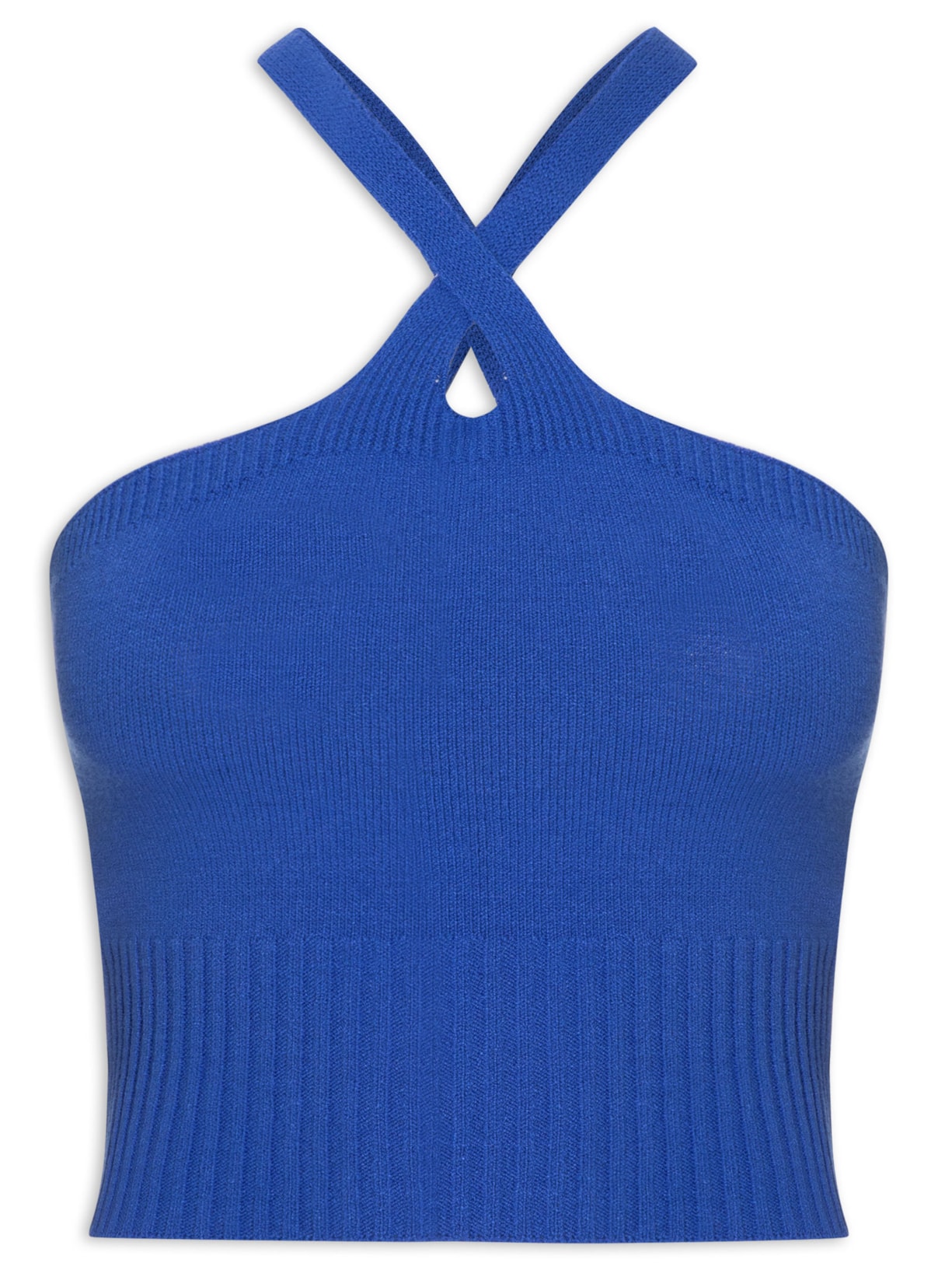 Blusa Feminina Sem Manga Em Tricot - Azul