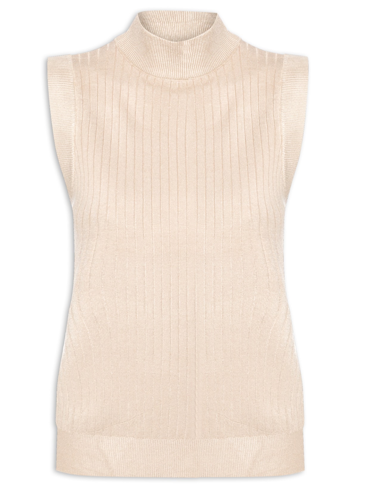 Blusa Feminina Sem Manga em Tricot - Bege