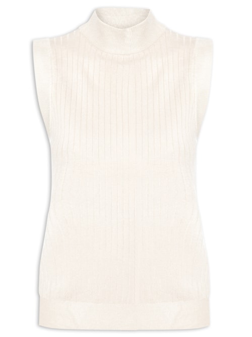 Blusa Feminina Sem Manga em Tricot - Bege