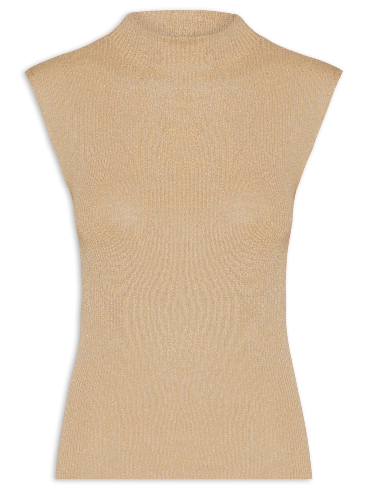 Blusa Feminina sem Manga em Tricot - Bege