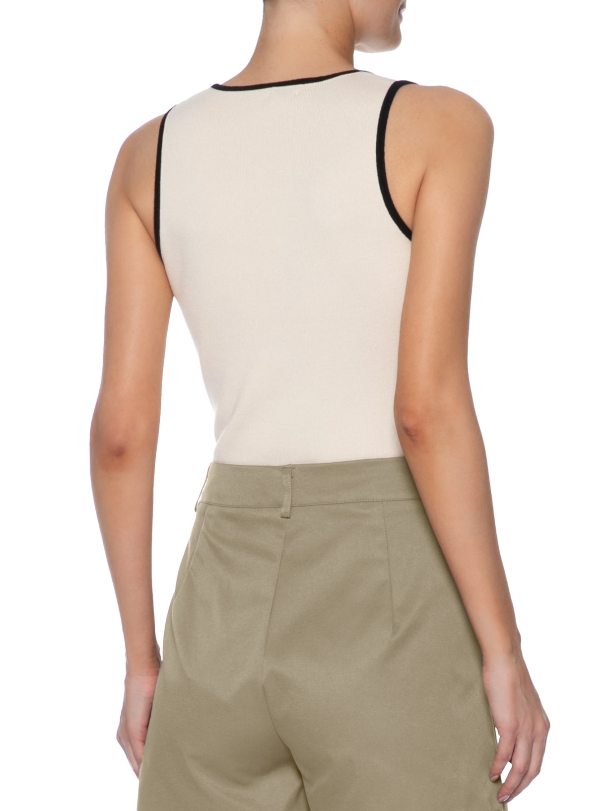 Blusa Feminina Sem Manga Em Tricot Bicolor Bege Basiq