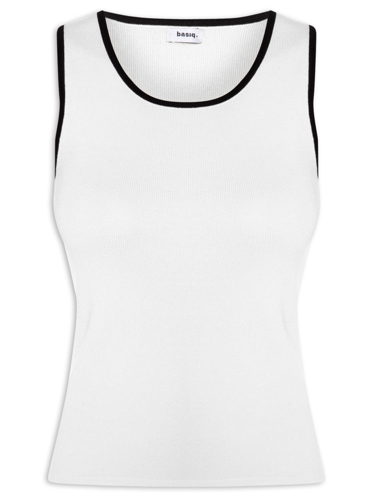 Blusa Feminina Sem Manga Em Tricot Bicolor Branco Basiq