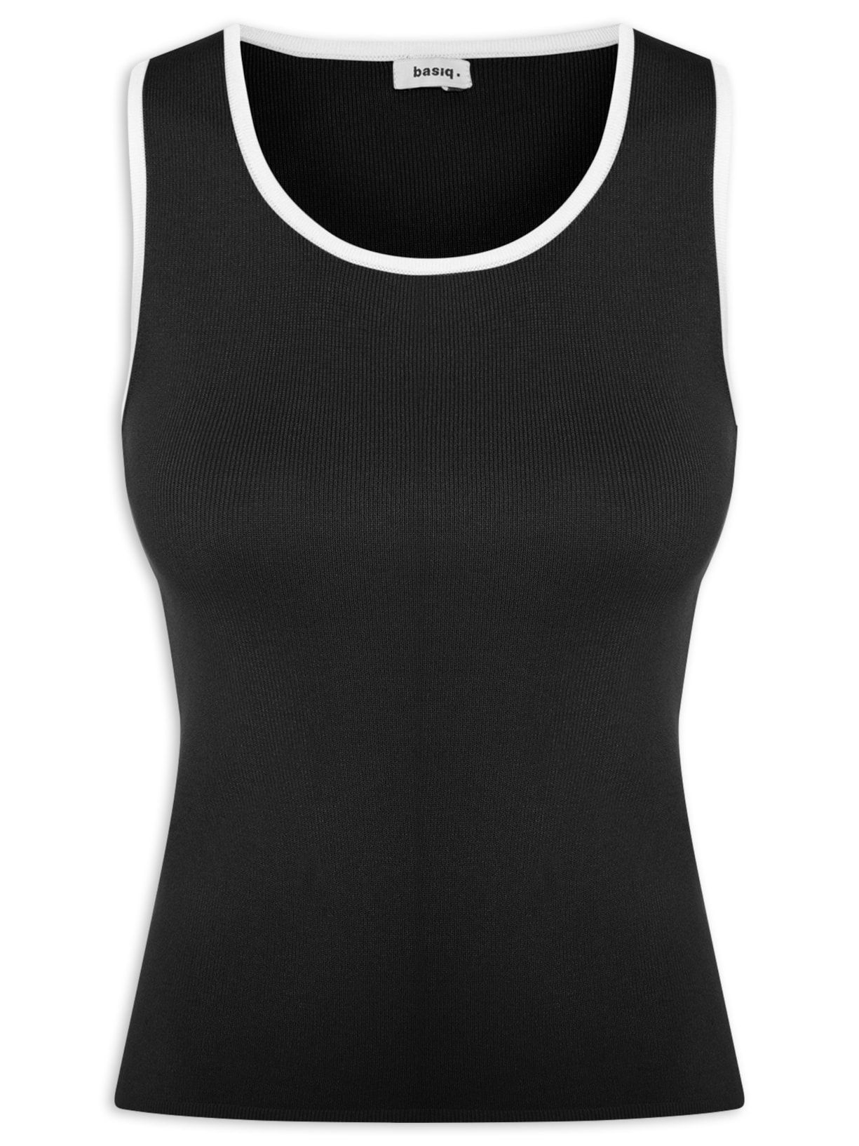 Blusa Feminina Sem Manga Em Tricot Bicolor Preto Basiq