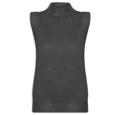 Blusa Feminina Sem Manga em Tricot - Cinza