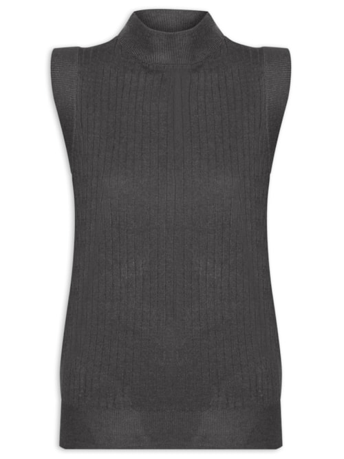 Blusa Feminina Sem Manga em Tricot - Cinza