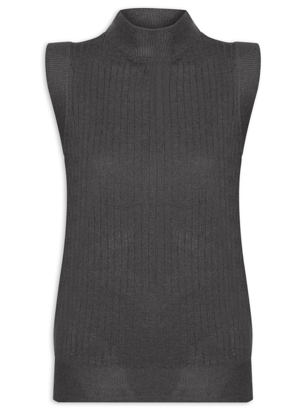 Blusa Feminina Sem Manga em Tricot - Cinza