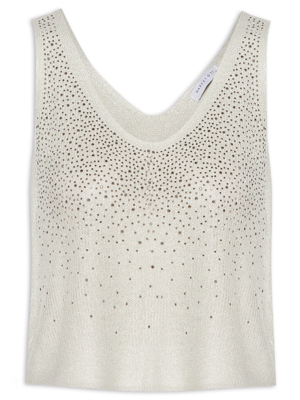 Blusa Feminina Sem Manga Em Tricot Com Aplicação De Strass - Verde