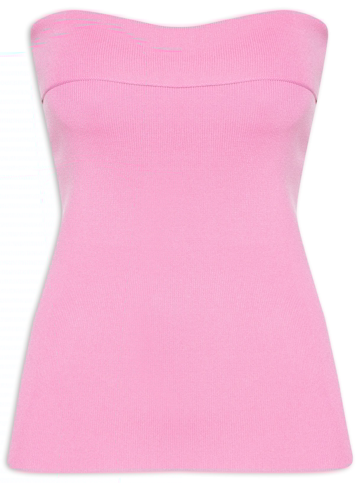 Blusa Feminina Sem Manga Em Tricot Com Sobreposição No Decote - Rosa