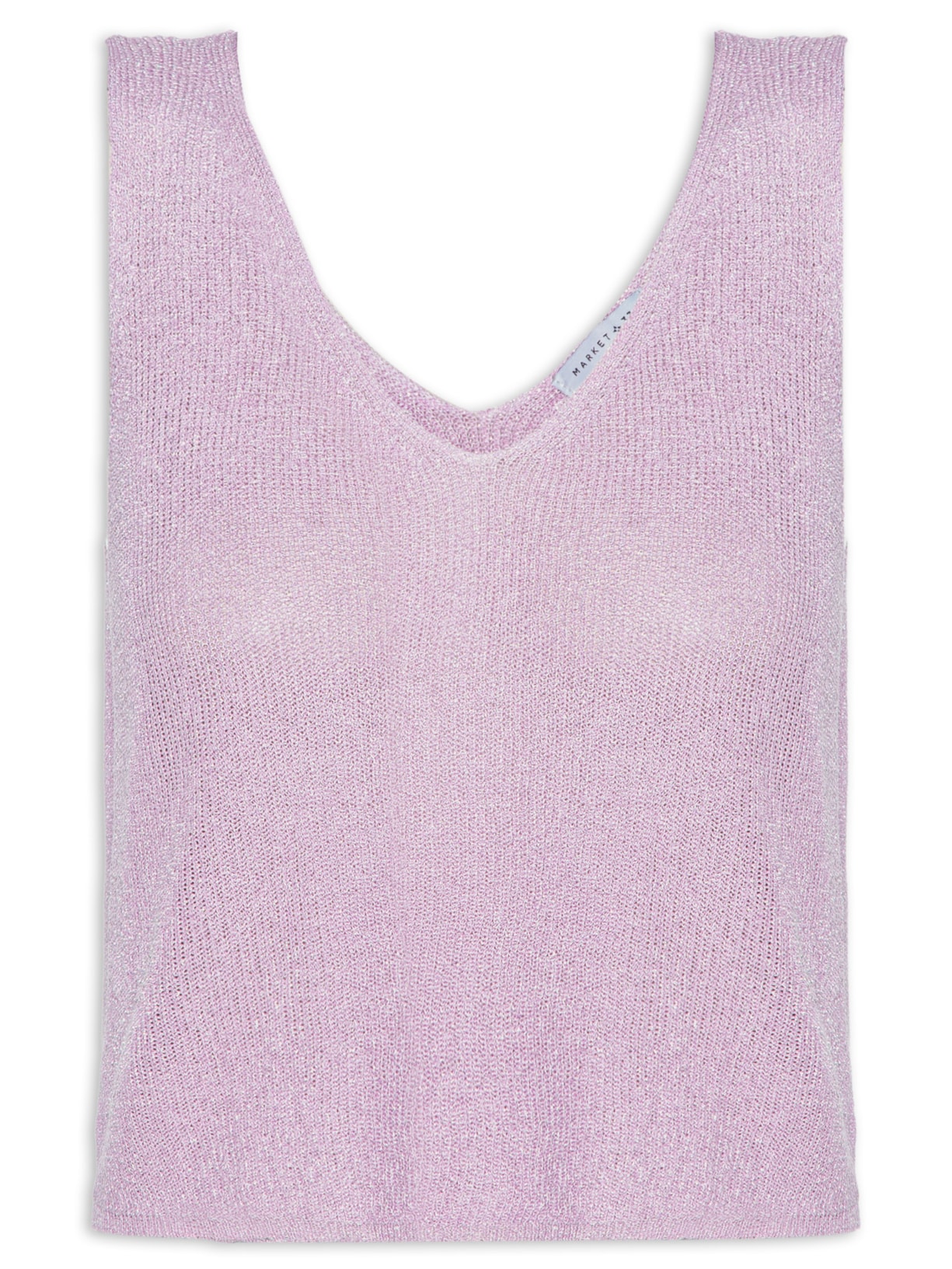 Blusa Feminina Sem Manga Em Tricot Com Transparência - Lilás