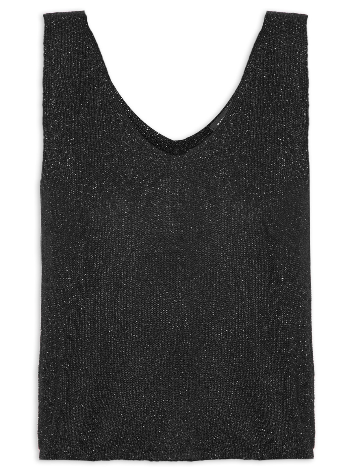 Blusa Feminina Sem Manga Em Tricot Com Transparência - Preto