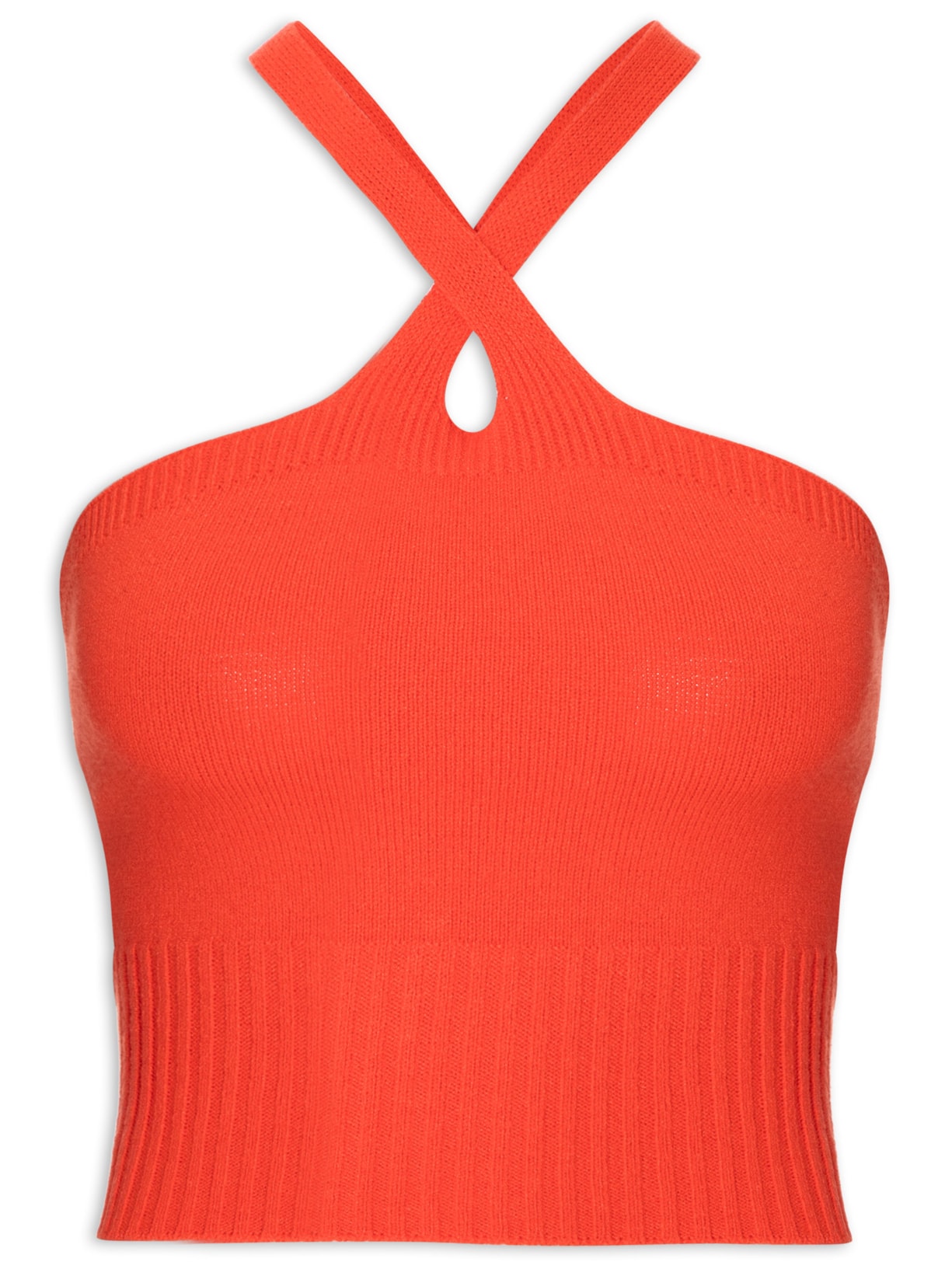 Blusa Feminina Sem Manga Em Tricot - Laranja