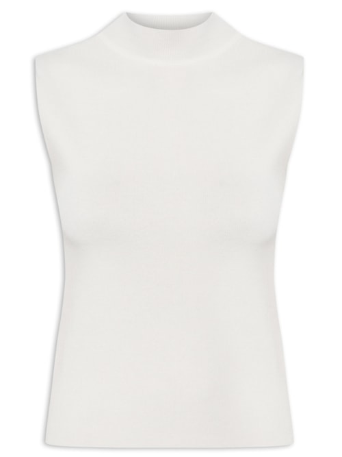 Blusa Feminina Sem Manga Em Tricot - Off White