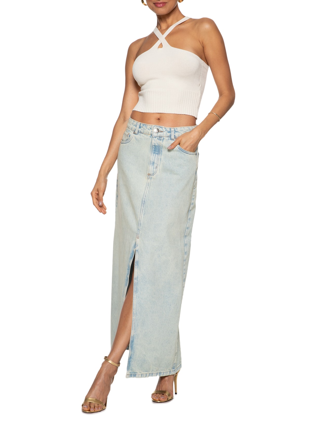 Blusa Feminina Sem Manga Em Tricot Off White Market 33