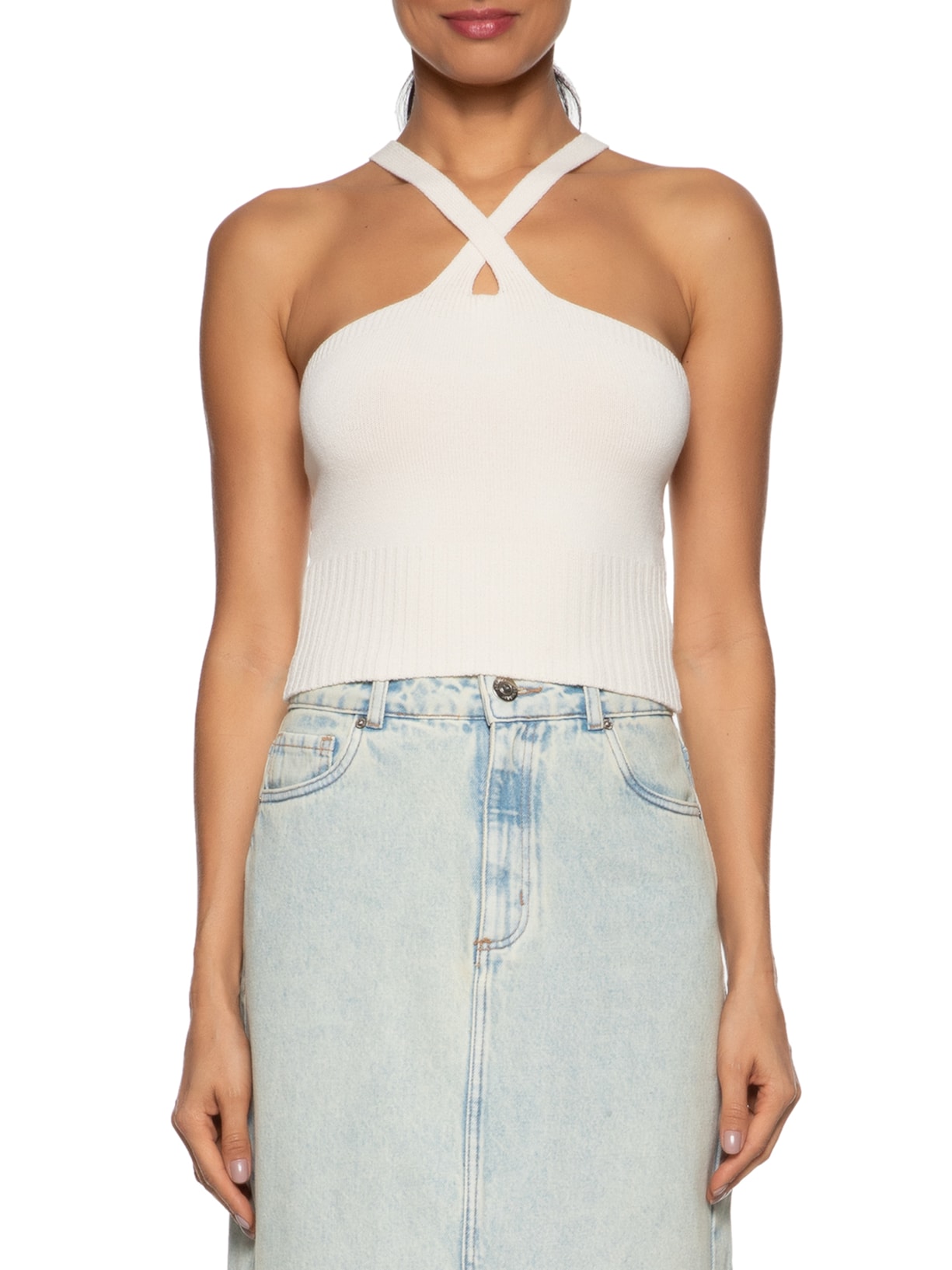 Blusa Feminina Sem Manga Em Tricot Off White Market 33