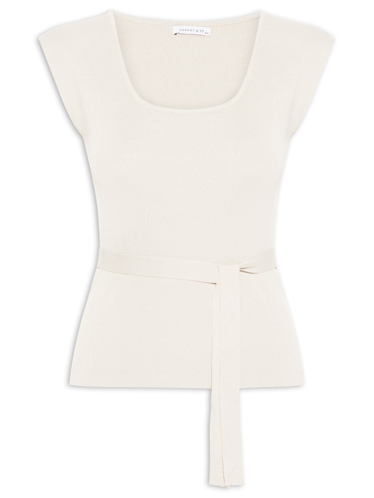 Blusa Feminina Sem Manga Em Tricot - Off White