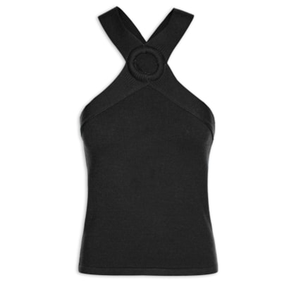Blusa Feminina Sem Manga Em Tricot - Preto