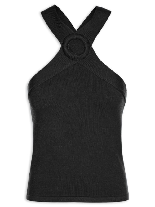 Blusa Feminina Sem Manga Em Tricot - Preto