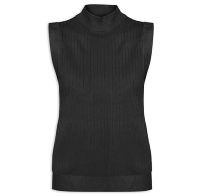 Blusa Feminina Sem Manga em Tricot - Preto