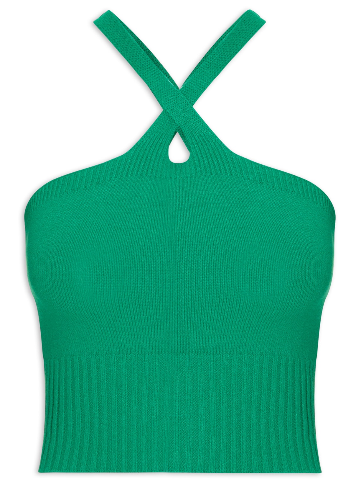 Blusa Feminina Sem Manga Em Tricot - Verde