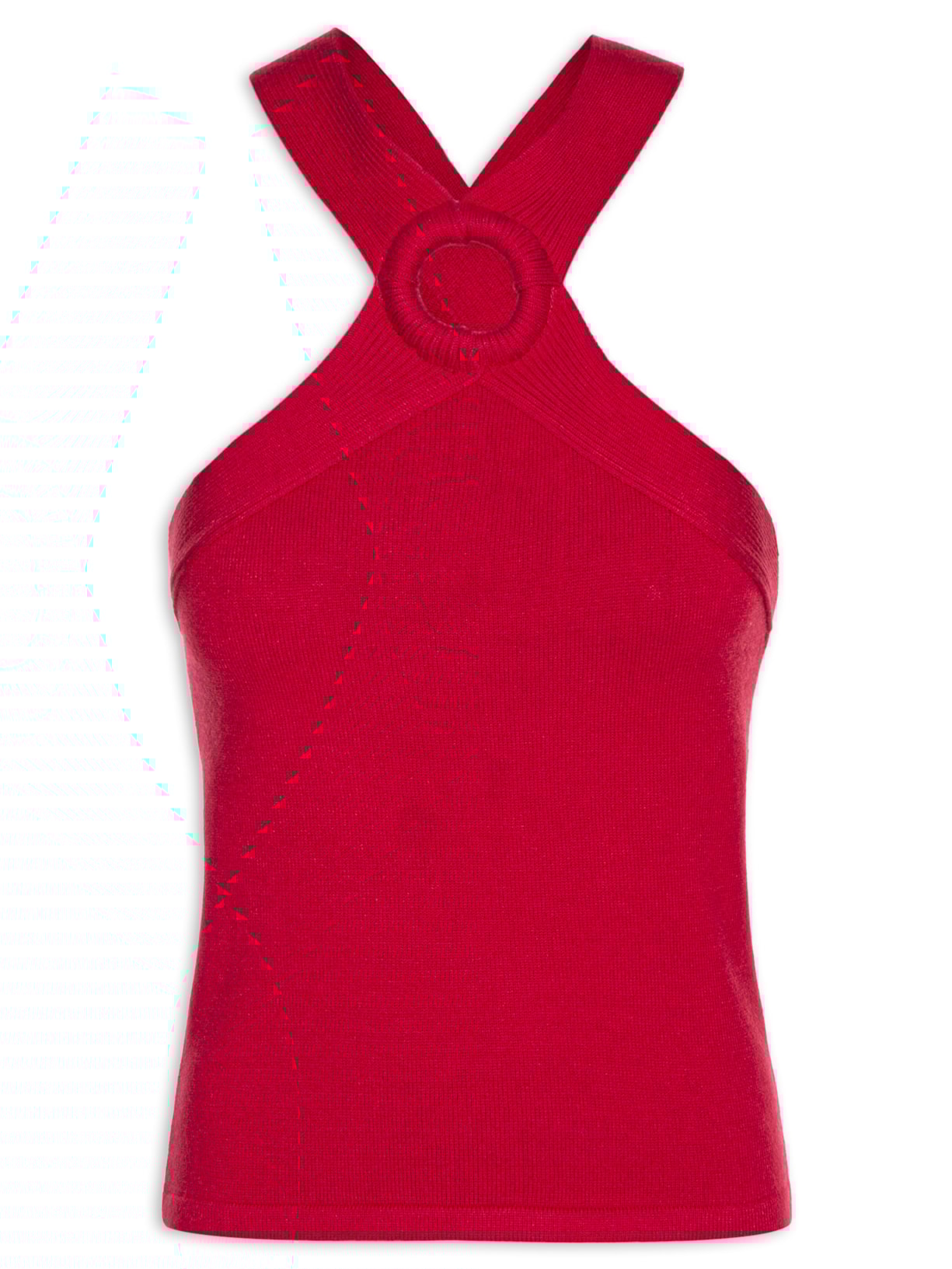 Blusa Feminina Sem Manga Em Tricot - Vermelho