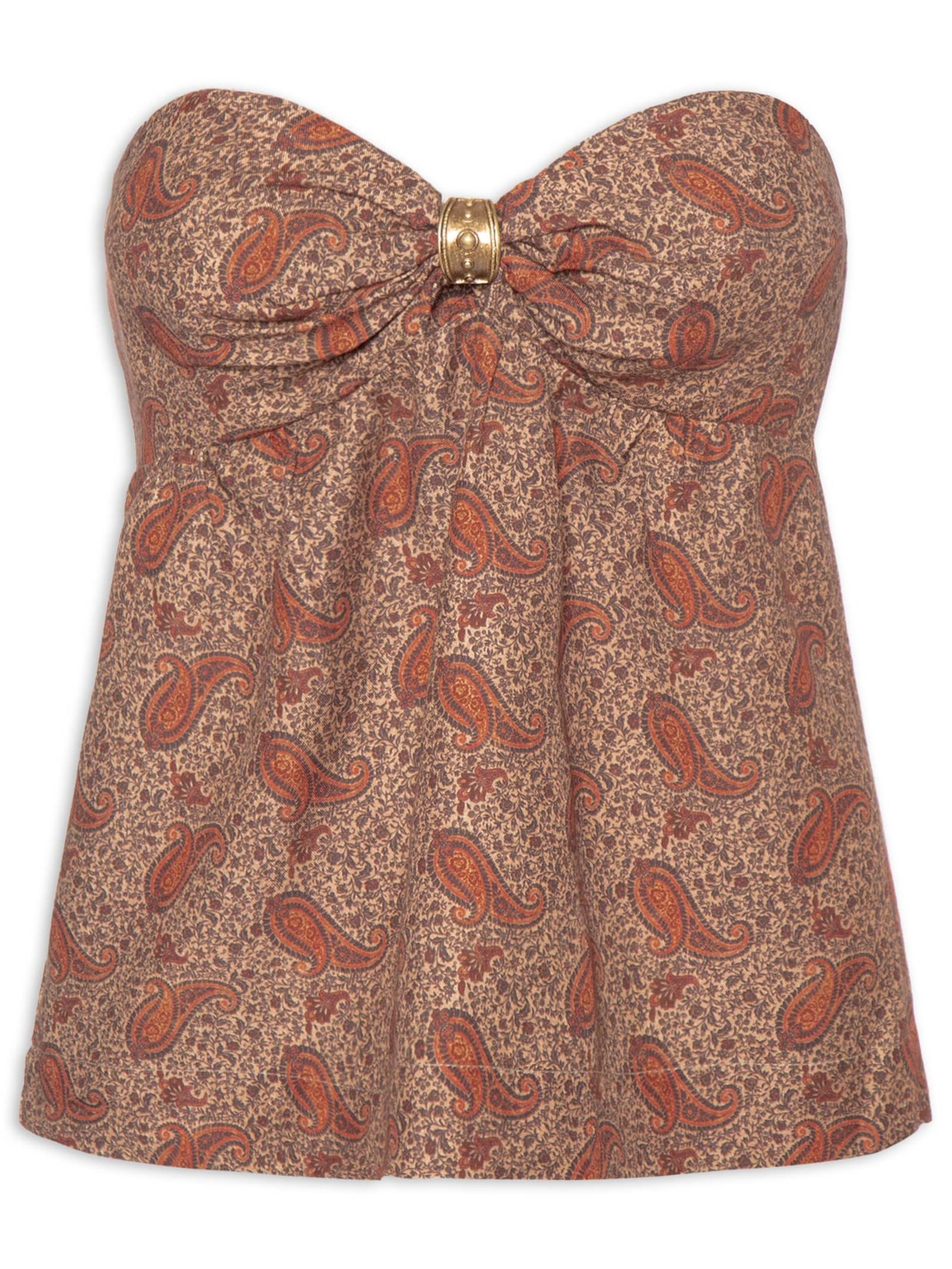 Blusa Feminina Sem Manga Estampa Maya Marrom Maria Filó