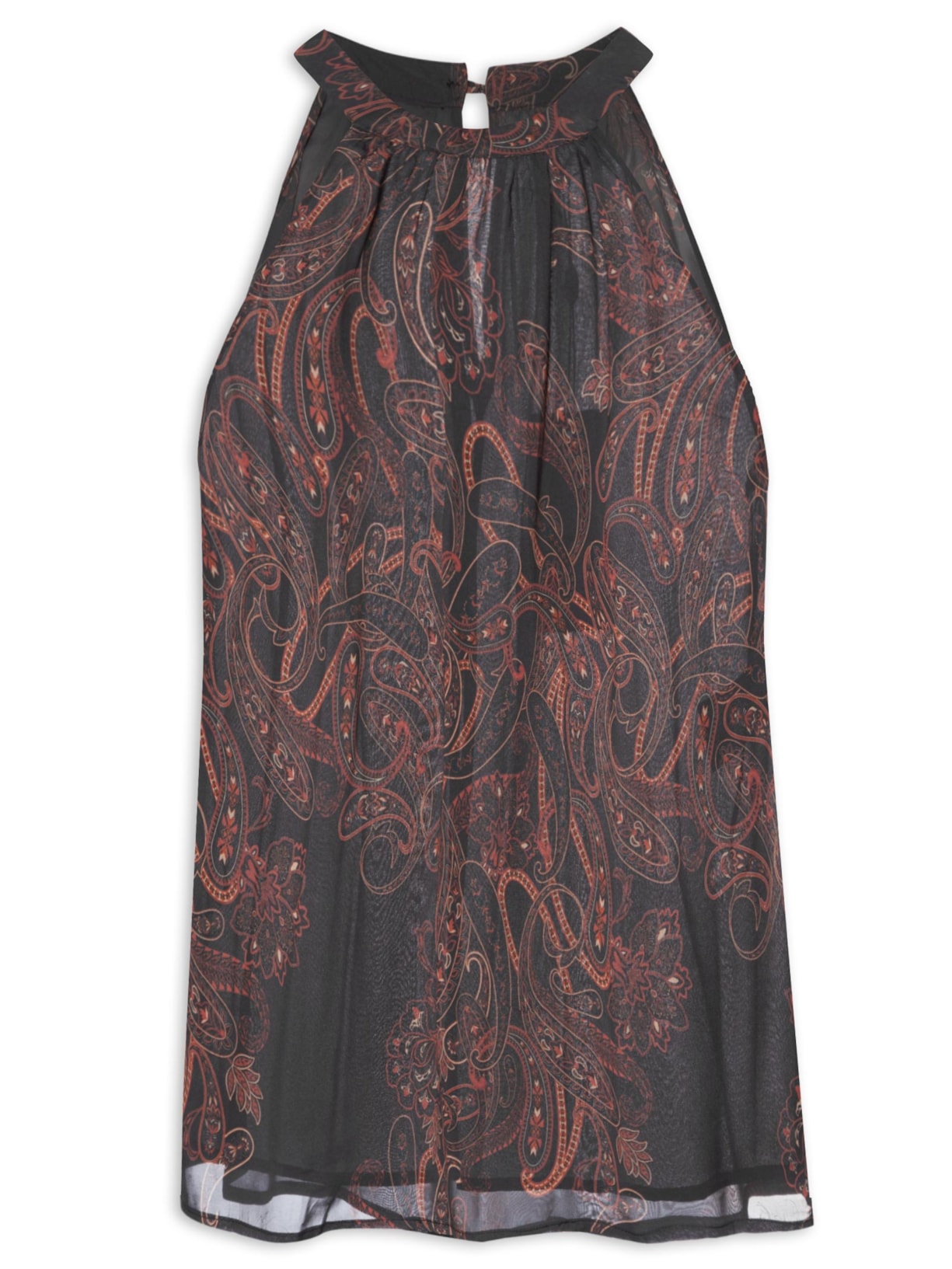 Blusa Feminina Sem Manga GGT Estampa Retrô - Preto