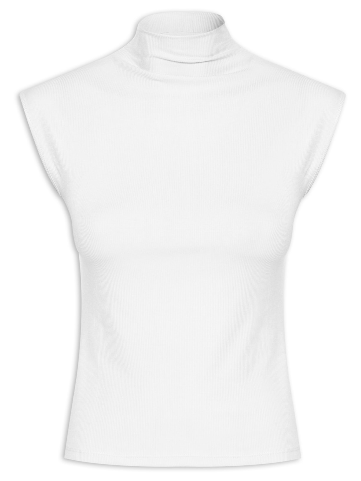 Blusa Feminina Sem Manga Gola Alta - Branco